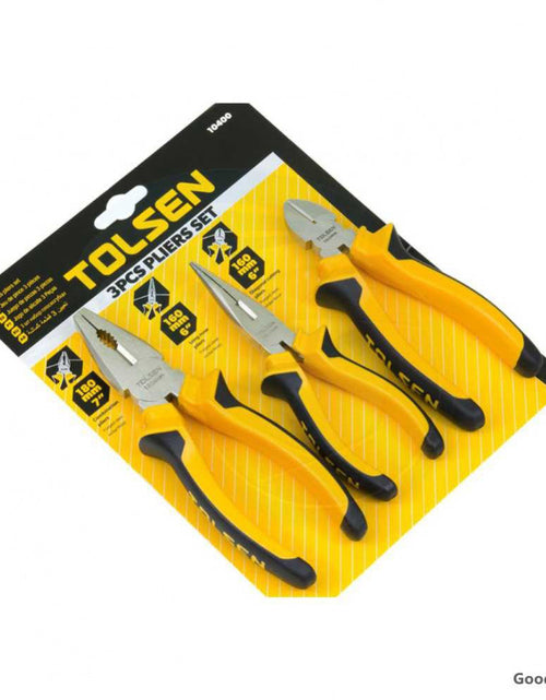 Load image into Gallery viewer, TOLSEN 3pcs Plier Set (Combination, Long Nose, Cutting Pliers) TPR Handle 10400
