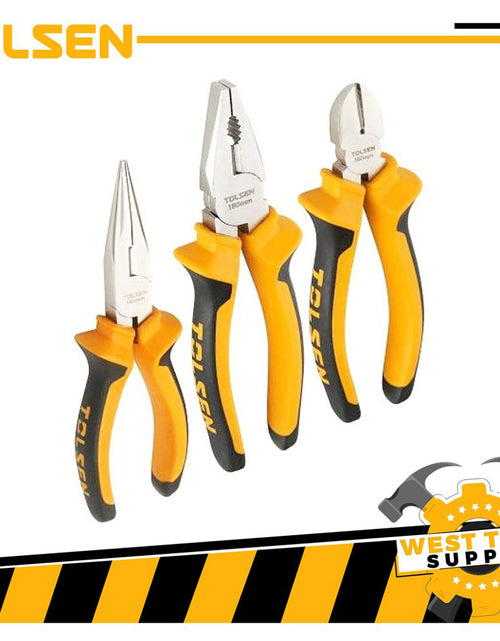 Load image into Gallery viewer, TOLSEN 3pcs Plier Set (Combination, Long Nose, Cutting Pliers) TPR Handle 10400
