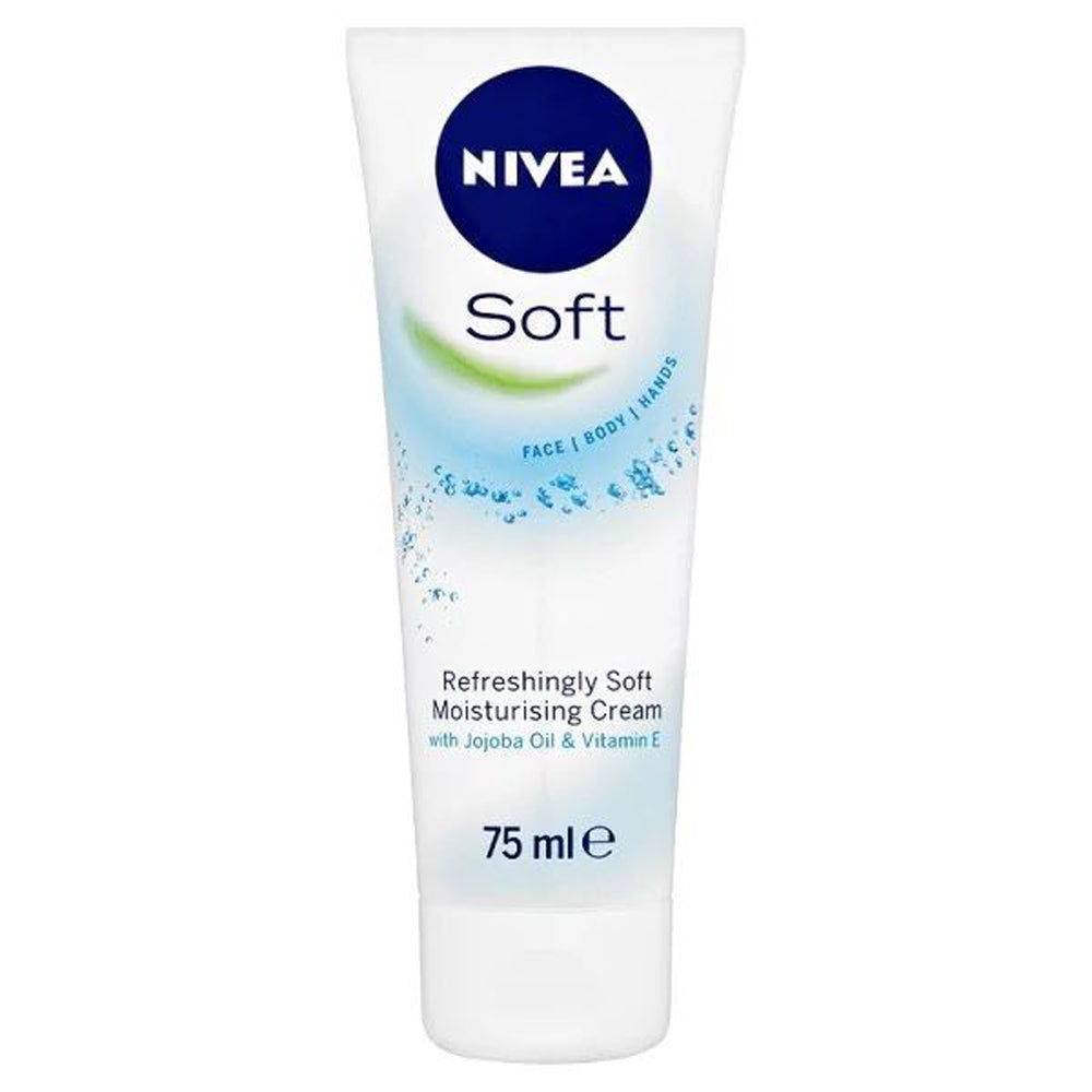 NIVEA Soft Moisturiser Cream for Face Hands & Body for Dry Skin 75ml